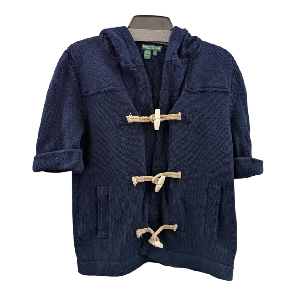LAUREN Jeans Company nautical inspired navy hooded sweater,size small